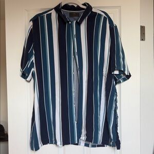M & S Men's Striped Button-Up Shirt size XXL